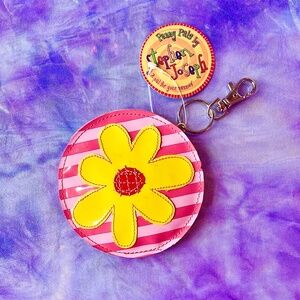 NWT Vintage Y2k Joseph Stephen Bag Charm/Coin Purse/Keychain; Striped/Floral